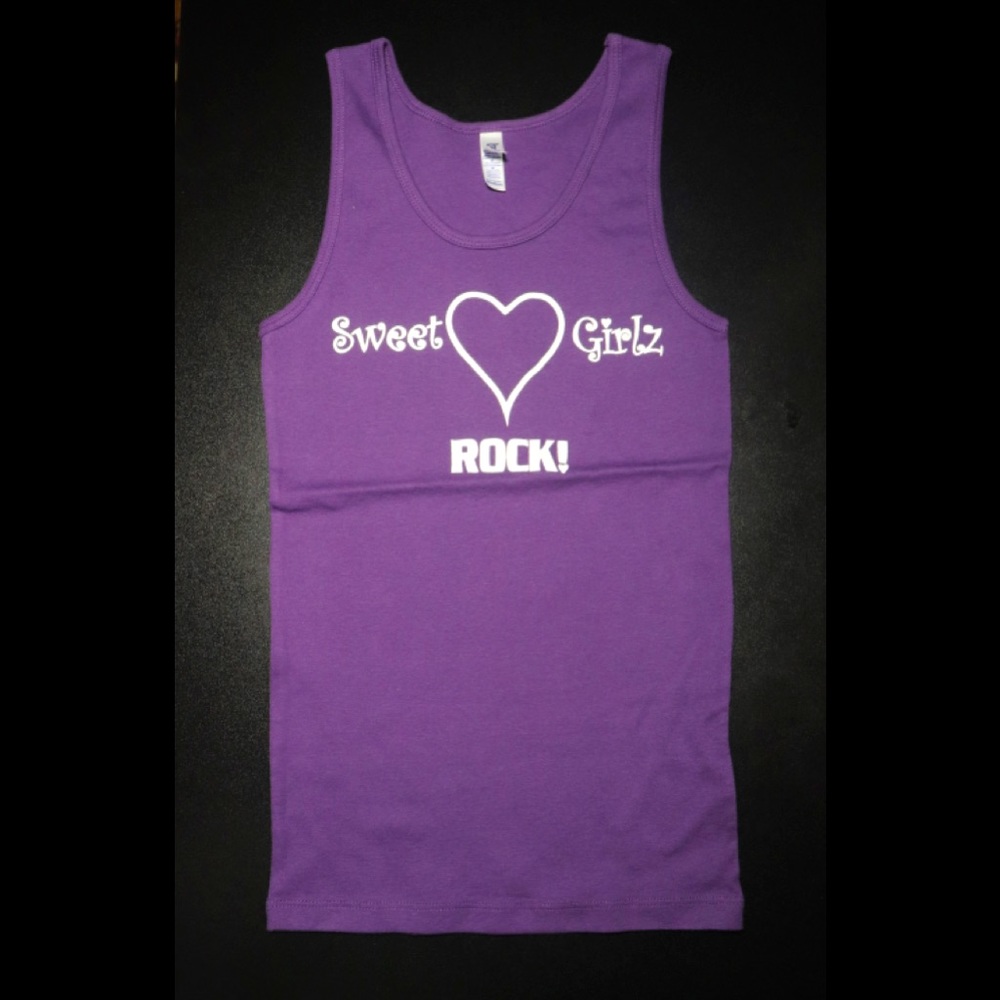 “Sweet Girls Rock” womens Tank top (Purple/White)